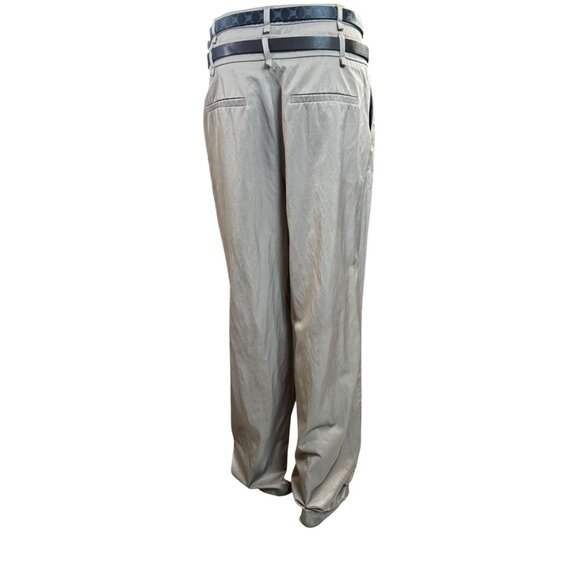 Zara Double Waist Wide Leg Trouser in Khaki Size Medium - Picture 6 of 11